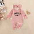 thumbnail image 2 of CAUYDY Newborn Baby Girls Romper Outfits Letter Daddy's Girl Print Ruffle Jumpsuit Bodysuit Fall Winter Clothes(L101-Pink,0-3 M), 2 of 7