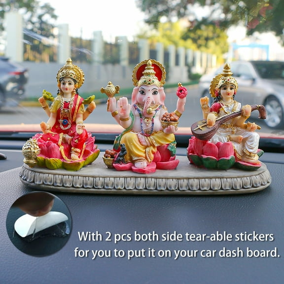 BangBangDa Hindu Ganesh Lakshmi Saraswati Statue - 3.9”H Indian God Lakshmi Ganesha Saraswati Idol Figurine Hindu Diwali Gifts Diwali Decoration Home Office Mandir Temple Pooja Item