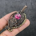 thumbnail image 3 of Natural Mosaic Jasper Gemstone Copper Wire Wrap Gift Jewelry Pendant 2.56", 3 of 4