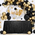 thumbnail image 1 of SquarePie Sequin Tablecloth 60 x 102 Inch Black Sparkly Table Cloth for Halloween Wedding Party, 1 of 5