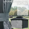 thumbnail image 6 of Sunmthink 10x12 ft. Hardtop Gazebos, Double Roof Galvanized Steel Outdoor Aluminum Frame Canopy with Netting and Curtains, Grey, 6 of 8