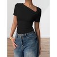 thumbnail image 5 of Women'S Off the Shoulder Tops Bo-W Y2k T Shirt Short Sleeve Fitted Summer Tee Black XXL, 5 of 7
