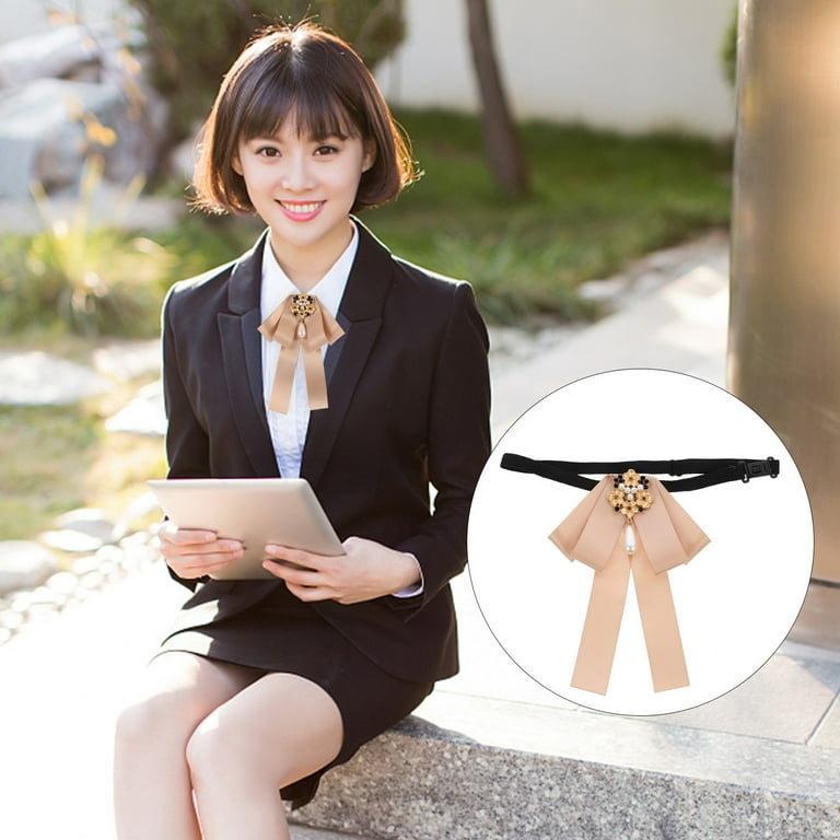 Elegant Bow Tie Women Girls Ladies Party Long Pearl Bow Tie Necktie Bowtie