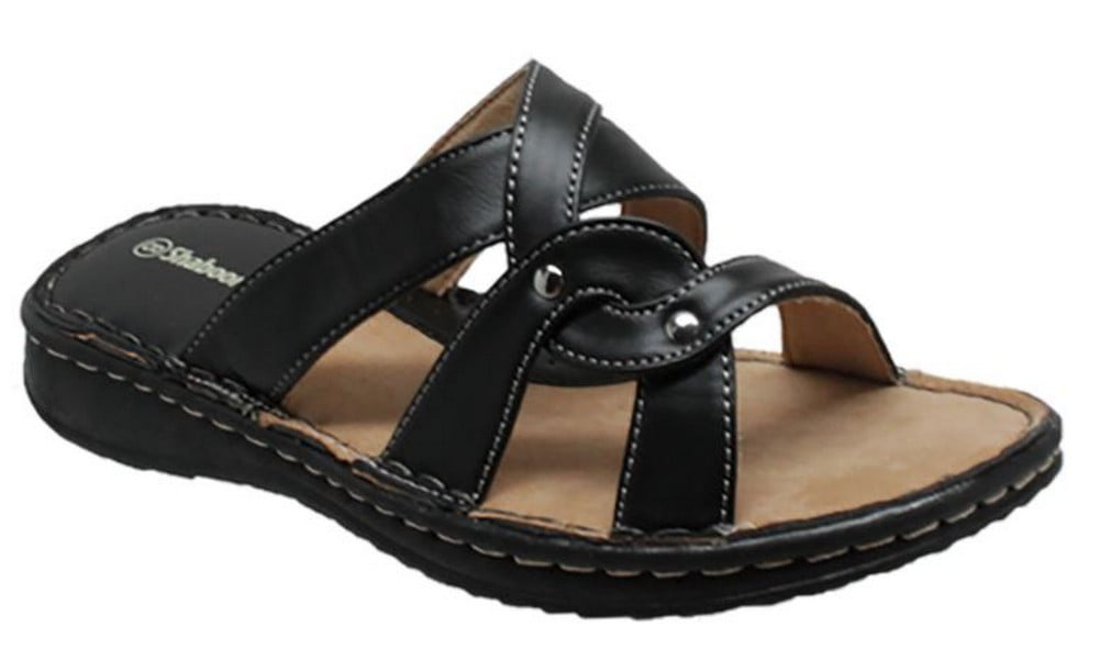 AdTec Women's Shaboom Comfort Sandal Slip-On Faux Leather Beach Shoe ...