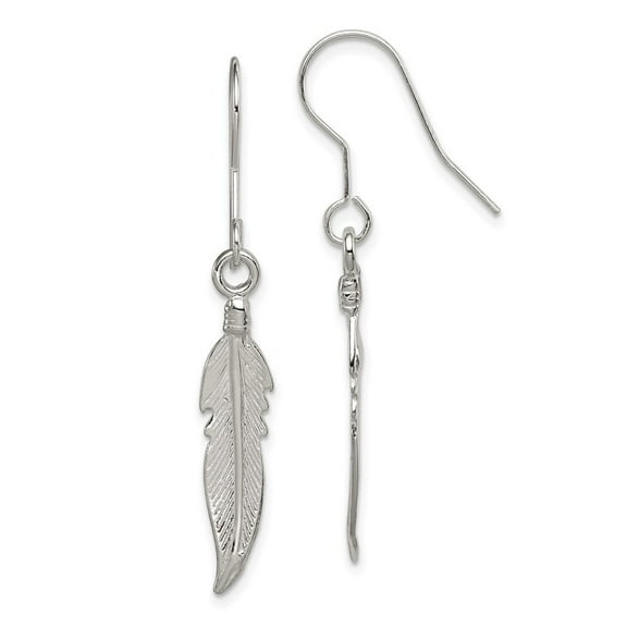 Auriga Fine Jewelry 925 Sterling Silver Feather Dangle Earrings for Women (L - 41mm, W -  7mm)