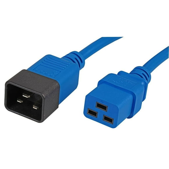 PRO ELEC - Câble d'Extension Mâle C20 à Femelle C19, Bleu, 3m, 16A, 250V
