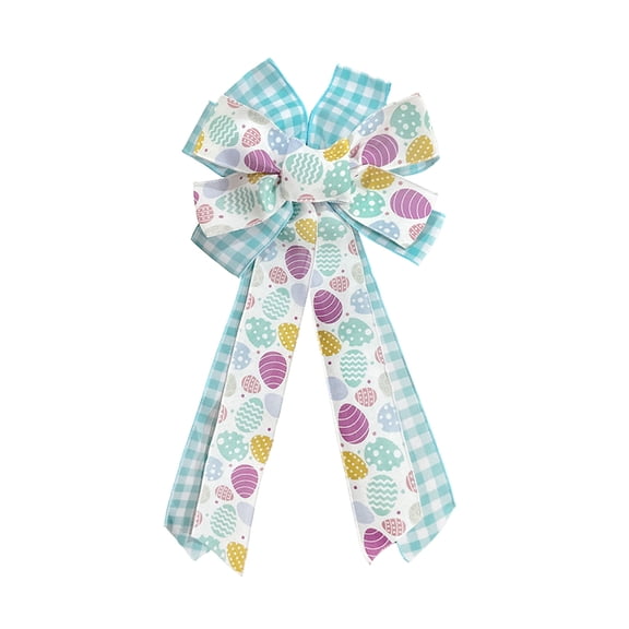 Eoozwa Easter Bunny and Egg Drawing Bows Colorful Printed Ribbon Garlands and Decorative Bows Suitable for Easter Indoor and Outdoor Decoration