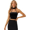thumbnail image 1 of Corpiño de Terciopelo sin Mangas para Mujer Camisola Punk Crop para Fiesta Negro M, 1 of 6