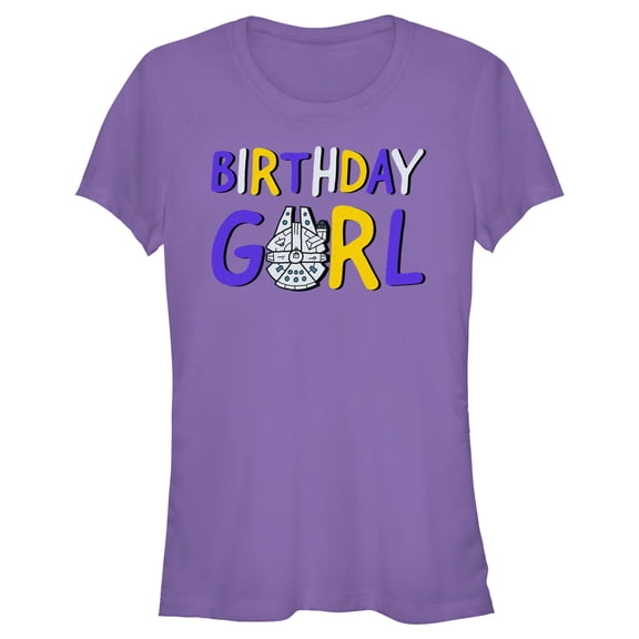 Junior's Star Wars Millennium Falcon Birthday Girl Graphic T-Shirt