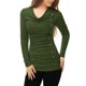 thumbnail image 1 of Top Acanalado con Botones y Mangas Largas con Cuello Vuelto Allegra K Verde XXL, 1 of 5