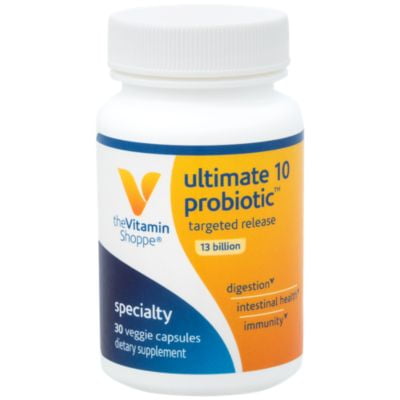 Ultimate 10 Probiotic Ultimate 10 Probiotic, 13 Billion, Shelf Stable Probiotic, No Refrigeration, Targeted Release – To Support Digestive Health, Intestinal Health and Immunity (30 Vegetable Capsules) ()