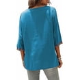 thumbnail image 4 of Higustar Womens Tops Summer Embroidered Blouses Dressy Casual Ladies Plus Size V Neck 3/4 Sleeve Peasant Mexican Tops - Cotton Rayon-328/H-Dark Blue-3XL, 4 of 10