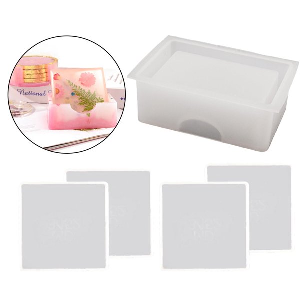 Moldes de resina epoxi, moldes de fundición de resina molde de silicona redondo posavasos, para joyería de resina, jabón, hoja de flor seca, espécimen Cuadrado Soledad moldes artesanales