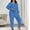 A_Blue, variant on Womens Plus size Pajamas Pullover Crew Neck Nightwear Long Sleeve Sleepwear 2 pc set Breathable Loungewear for Ladies Black