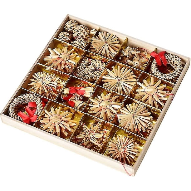 Juego de Adornos de Paja para Árbol de Navidad JINMJMXG 56 Piezas