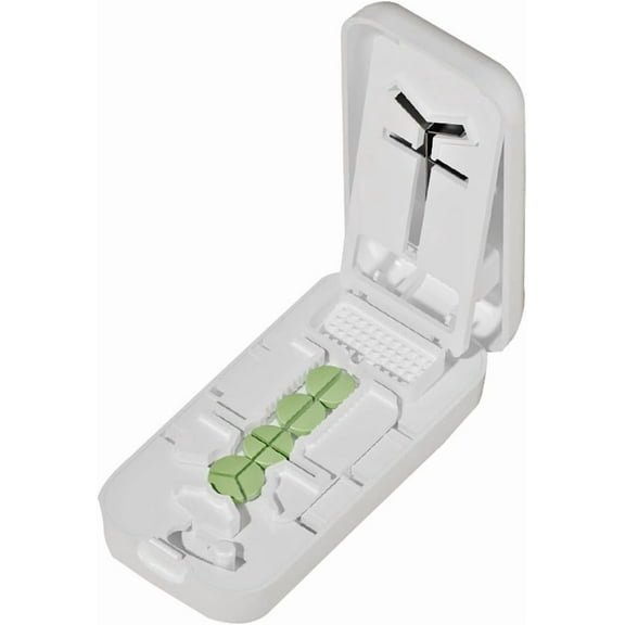 Professional Pill Cutter with Centering Device Safety Blade for Small and Large Tablets, Works for 1/4,1/3 and 1/2 White