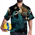 thumbnail image 4 of Mermaid Men's Hawaiian Poplin Casual Printed Button Down Short Summer Beach Shirts, Unisex, 4 of 6