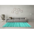 thumbnail image 3 of Ahgly Company Machine Washable Indoor Square Abstract Turquoise Blue Contemporary Area Rugs, 5' Square, 3 of 4