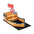 thumbnail image 2 of GVN Kids Pirate Boat Wooden Sandbox Children Outdoor Playset, Backyard Sandbox, Kid's Outdoor Furniture, Honey, Gift for Ages 2-8, 2 of 8