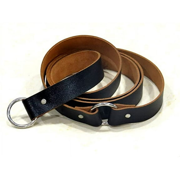 NauticalMart Leather Belt Medieval Knight Black Ring Belt Medieval Costume