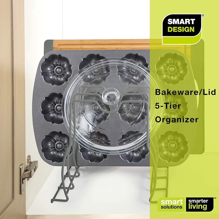 Steel Kitchen Rack Smart Design White Bakeware & Lid Storage Rack - 4 ...