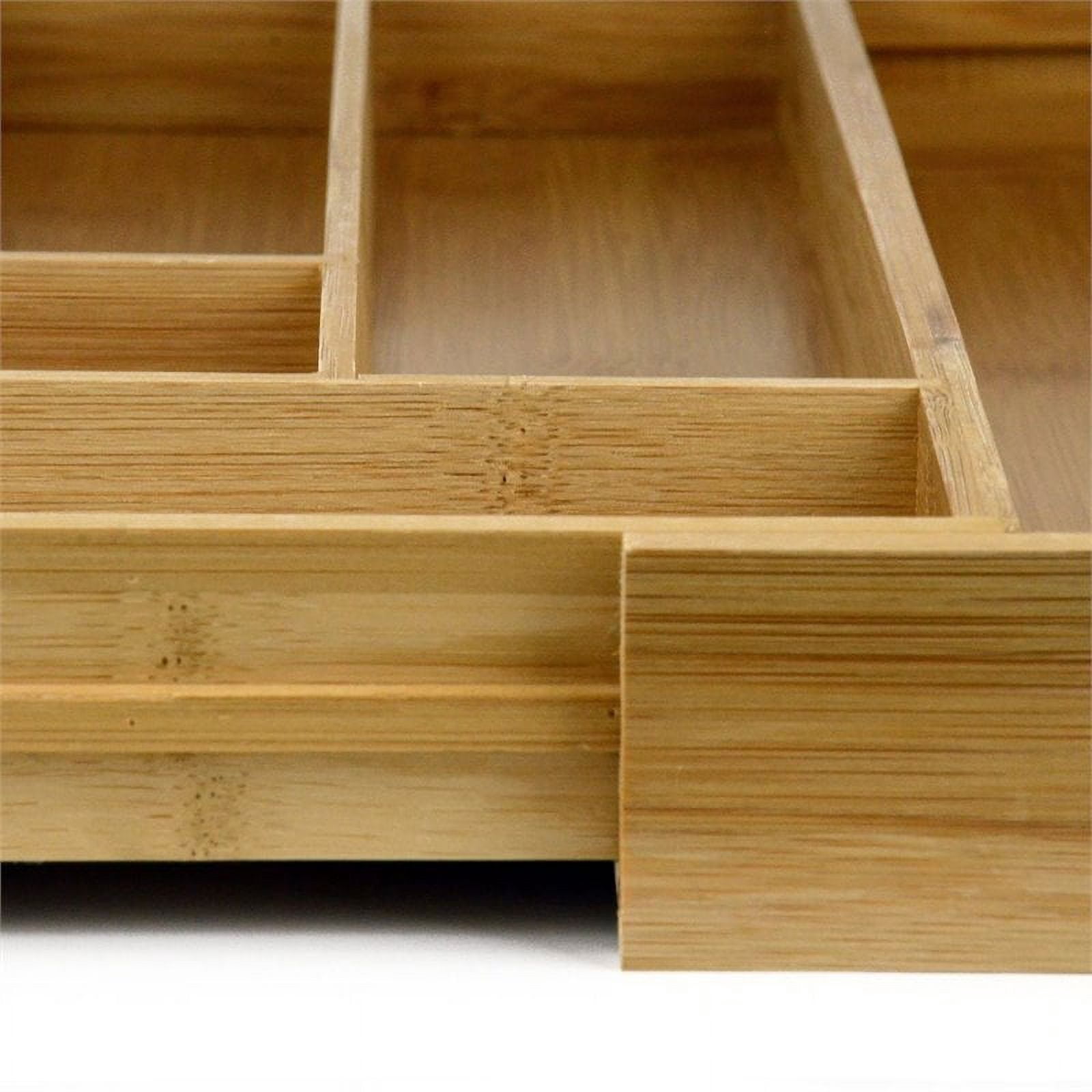 Heim Concept Extendable Bamboo Drawer Organizer Tray in Brown (Set of 2)
