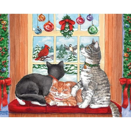 Bits and Pieces Window Cats 100-Piece Jigsaw Puzzle for Adults — Christmas Winter Kittens Scene by Parker Fulton, 15″ x 19″