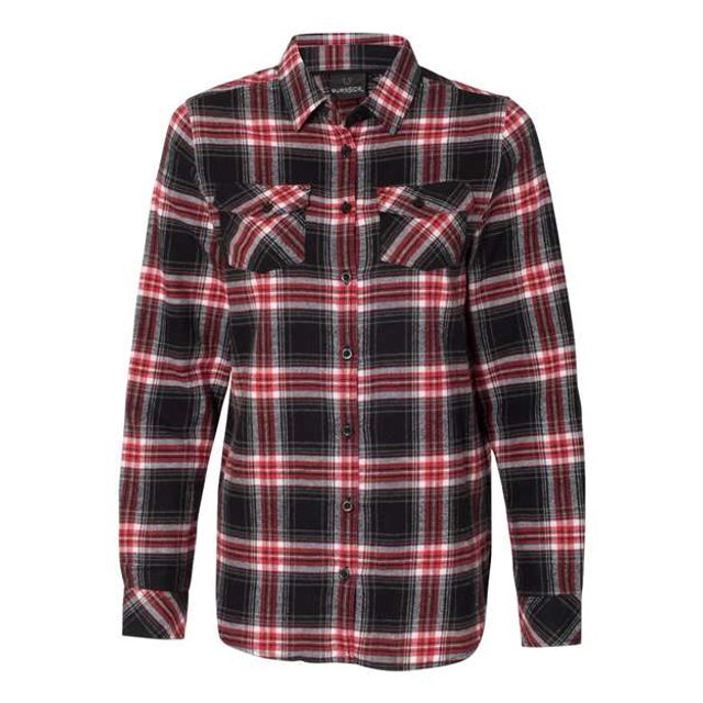 Burnside Camisa de franela de manga larga teñida en hilo para mujer (5210) -RED -XL Burnside 5210