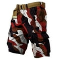 thumbnail image 5 of WTOBBY Men's Summer Work Shorts in Camouflage Pattern, Loose and Casual, Large Size Featuring Multi-Pocket Design, 5-Inch Length Shorts Without Belt, Durable and Stylish,Wine XL, 5 of 5