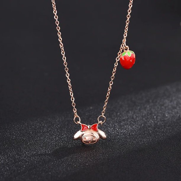 Collar de Hello Kitty Kawaii, caja de regalo, collar de Anime Sanrio, lindo gato Kt, cadena de clavícula de plata, ajustable, regalo de cumpleaños para mujer