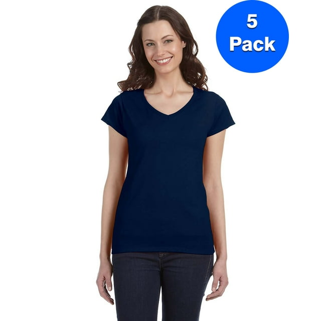 Gildan T-Shirt Ajusté Col en V pour Femmes SoftStyle - G64VL (Lot de 5)