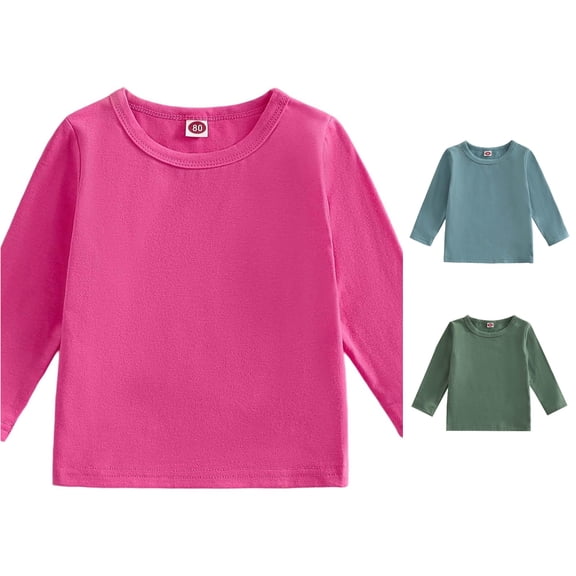 Shachafan Girls Long Sleeve Tops Solid Color Basic Tees Comfortable Casual Shirts For Toddler Kids Autumn Outfits Undershirt Girls