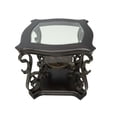 thumbnail image 6 of Gzxs Rustic End Desk, Traditional 26.3" Square Side Table w/ Wood Middle Shelf, Metal Frame, Clear Glass Top, Brown, 6 of 8