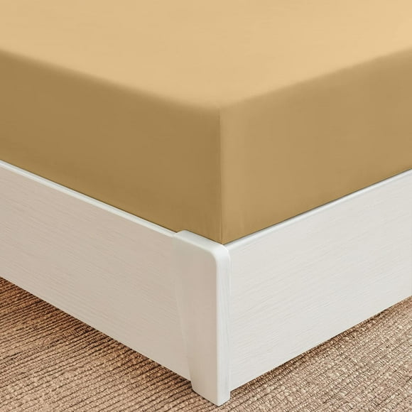 ERDS-Mellanni Twin XL Fitted Sheet - Deep Pocket Cooling Sheets up to 16 inch - Hotel Luxury Bedding - Softest Sheets - Wrinkle, Fade, Stain Resistant - 1 Twin XL Fitted Sheet Only (Twin XL, Gold)