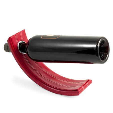 

Bey-Berk International BS916R Leather Balancing Wine Bottle Stand - Red