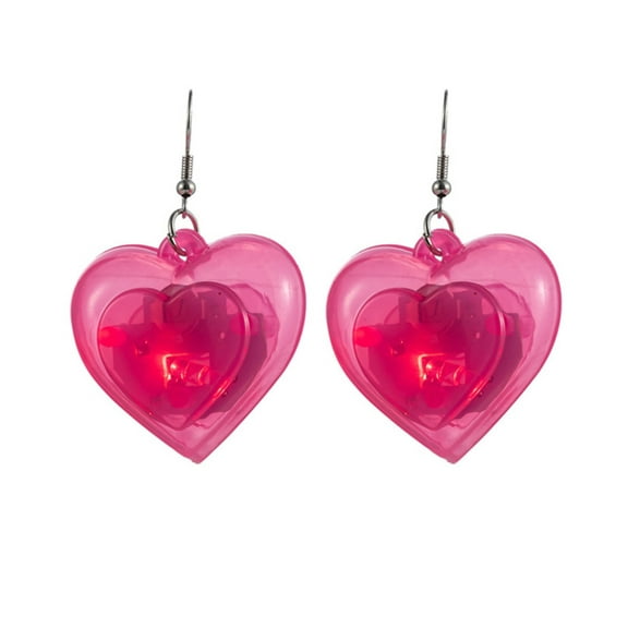 tegongse Fashion Dangle Earrings Heart LED Lights Pendant Earrings Unique Light Up Heart Drop Earring Valentines Party Jewelry