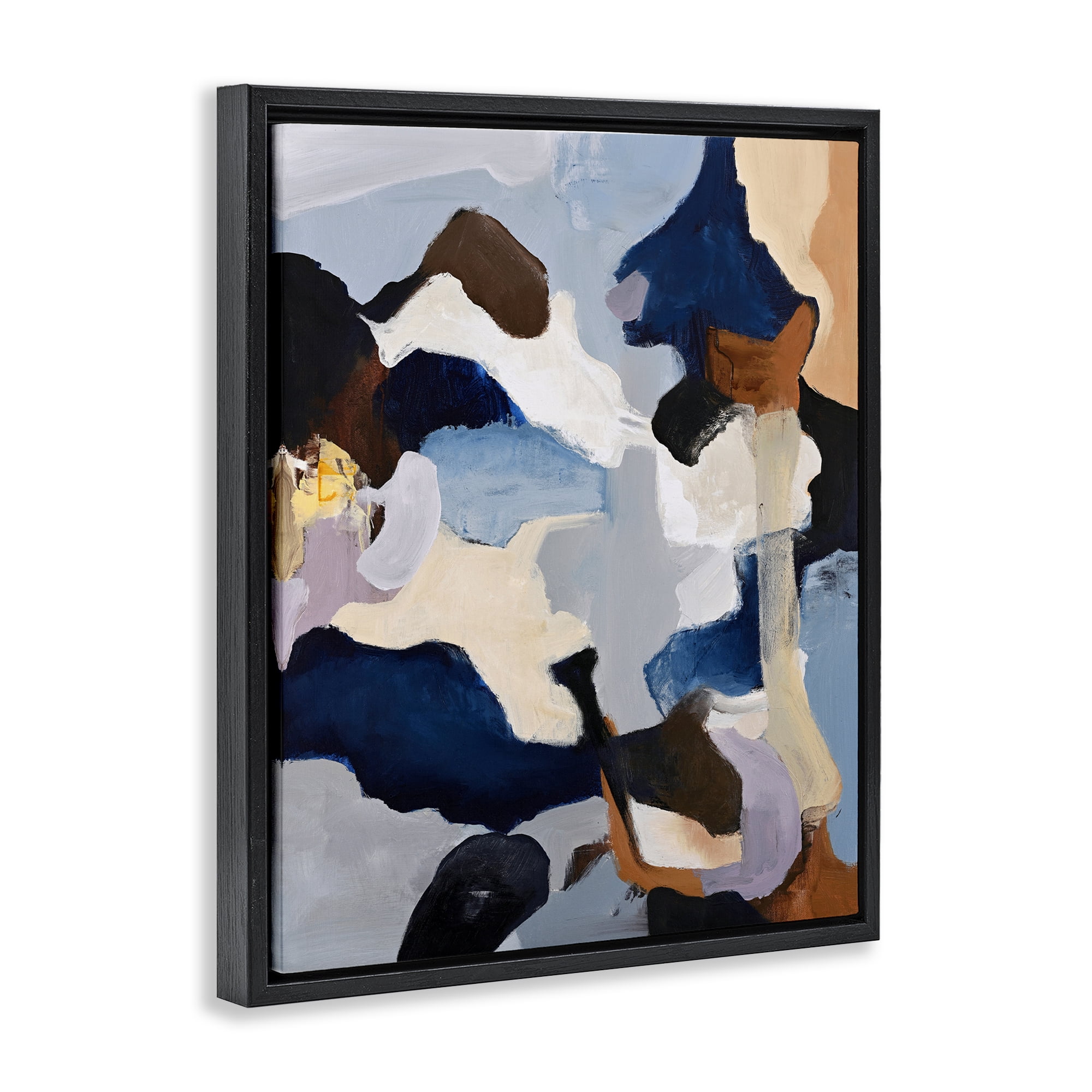 Cool Tones Composition Black Framed Floater Canvas Wall Art, design by Design Fabrikken