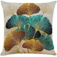 thumbnail image 5 of Throw Pillow Cases Pack of 4 Green and Gold Leaves Cushion Covers 18x18 inch Linen Square Throw Pill, 5 of 5