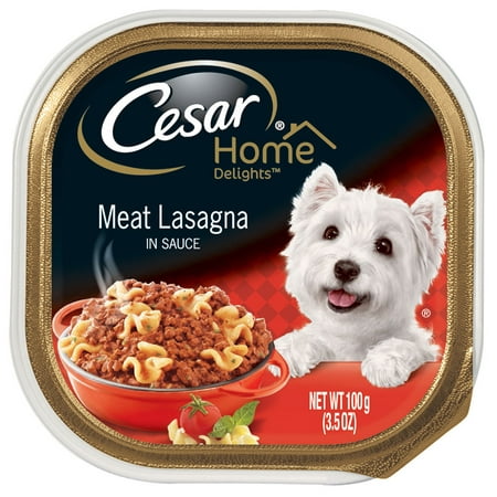 Cesar HOME DÉLICES Lasagne à la viande pour chien Plateaux alimentaires 3.5 Onces (paquet de 24)