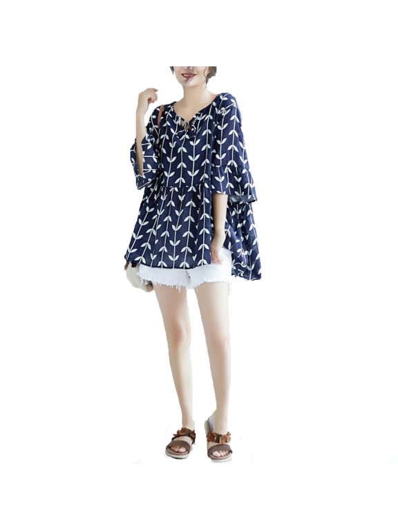 Womens Floral Babydoll Top