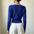 thumbnail image 4 of Women Wrap V-Neck Sweater Soft Long Sleeve Knit Pullover Top Slim Fit Waist Cropped Sweaters, S, 4 of 5