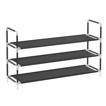 SONGMICS 3-Tier Shoe Rack with Shelves for Closet Entryway Metal Shoe Shelf Compact Shoe Organizer Black 11 x 38.8 x 22.8 Inches