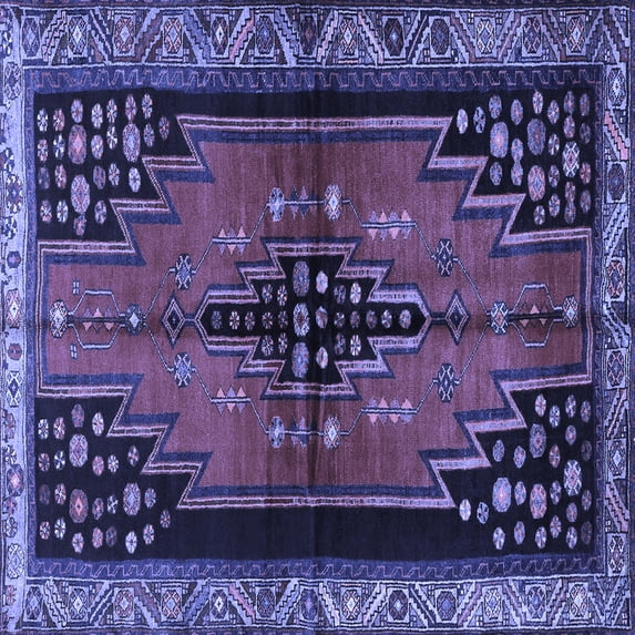 Ahgly Company Indoor Square Persian Blue Traditional Area Rugs, 6' Square