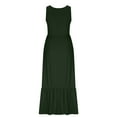 thumbnail image 6 of JGGSPWM Women's Summer Casual Loose Sleeveless V Neck Swing Dress Flowy Tiered Maxi Beach Dress with Pockets Green S, 6 of 6