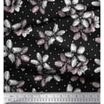 thumbnail image 2 of Soimoi Black Modal Satin Fabric Dot & Floral Print Fabric by Yard 42 Inch Wide, 2 of 3