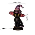 thumbnail image 6 of Halloween Decorations Indoor,Lighted Black Cat Table Lamp with Witch Hat,Stained Glass Style Halloween Witch Lamp,Gothic Decor for Shelf Desk(A), 6 of 7