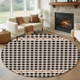 thumbnail image 3 of 8ft Washable Large Round Rug, Farmhouse Berry Non-Slip Circle Area Rug for Living Room Dining Room, Black Buffalo Plaid American Country Rustic Indoor Floor Mat for Home Decor, 3 of 9