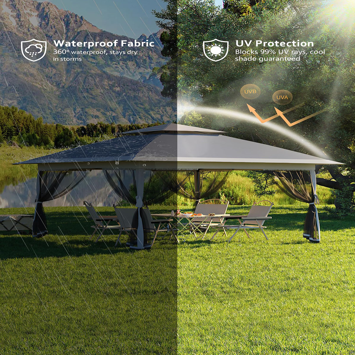Soonbuy 13x13 Outdoor Gazebo,Canopy Tent with Mosquito Netting,Outdoor Gazebo for Backyard & Patio Furniture