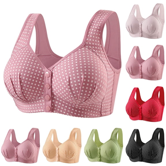 OVAFBAU Bras for Women Supportive Seamless Push Up Bra T-Shirt Bra Plus Size Wireless Bra Front Closure Fixed Cup Push Up Shaping Tank Women Underwears