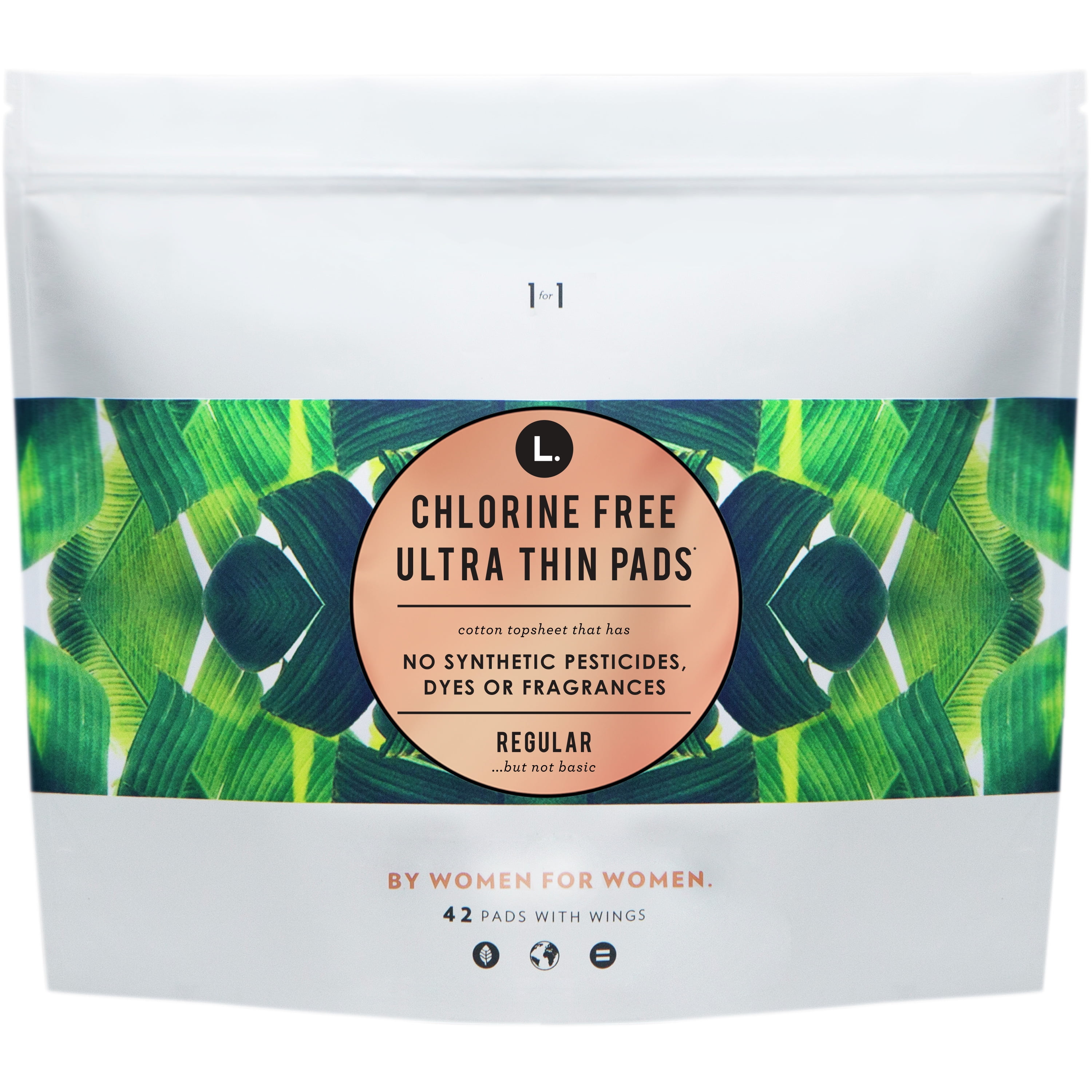 L. Chlorine Free Ultra Thin Regular Absorbency Pads with Wings, 42 ct